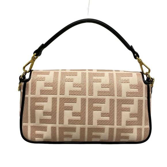 Auth FENDI Mamma Baguette/Zucca Pattern 8BR600 Pink Beige Black Jacquard Leather - Picture 2 of 16
